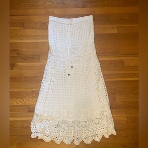 70s style white crochet skirt